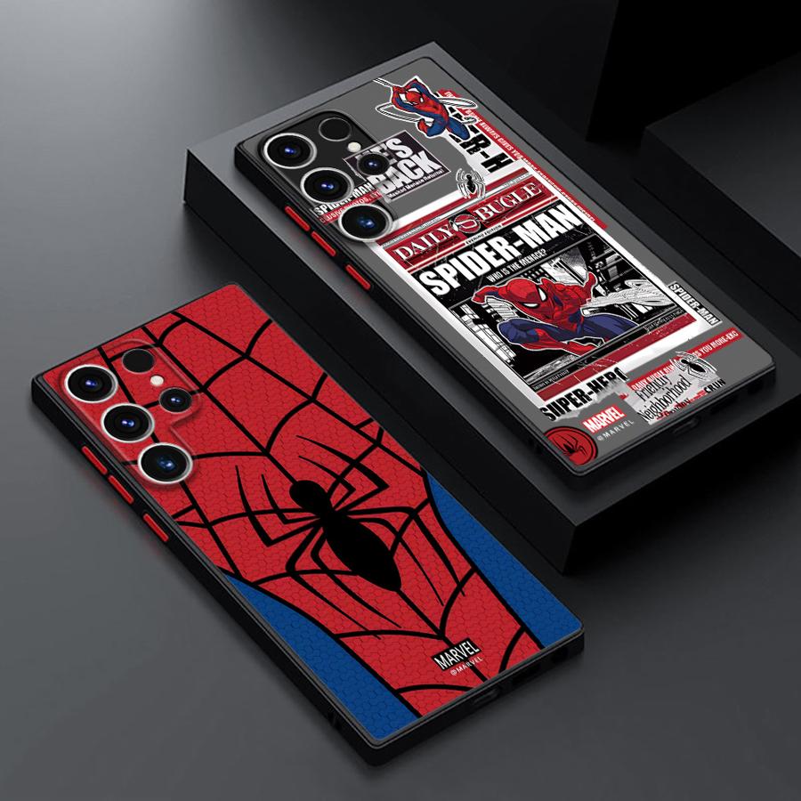 Custodia Marvel Spider-Man per Samsung Galaxy S25 S23 Ultra S24 FE S22 Plus S20 S21 S10 Note 20 10 Cover Posteriore in TPU Opaca