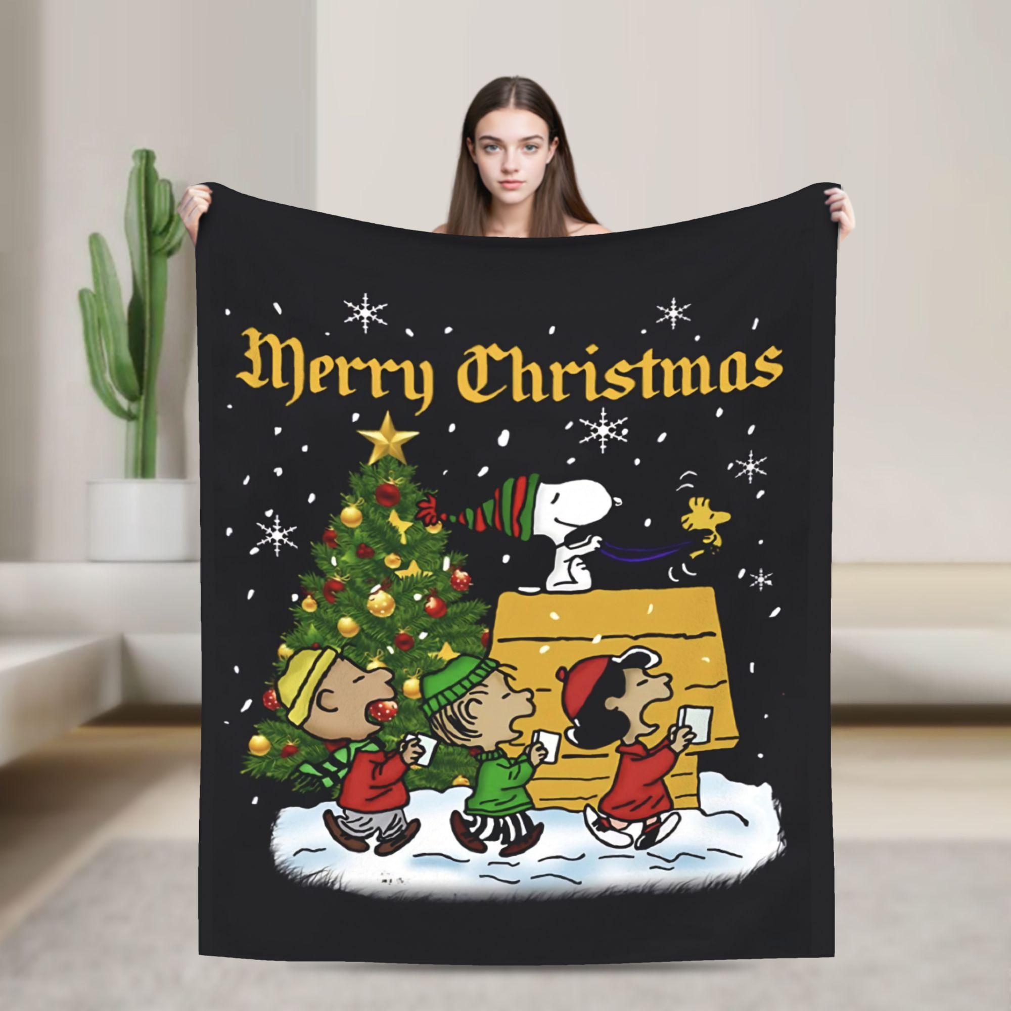

Snoopy Merry Christmas Blanket Fleece Winter Multi-function Super Warm Throw Blanket for Bedding Office Quilt 75x90cm