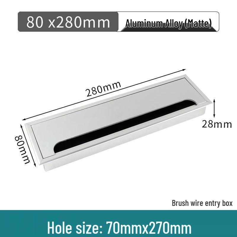 Aluminum Office Desk Cable Cover with Bristles - Sound-Dampening Rectangular Wire Organizer