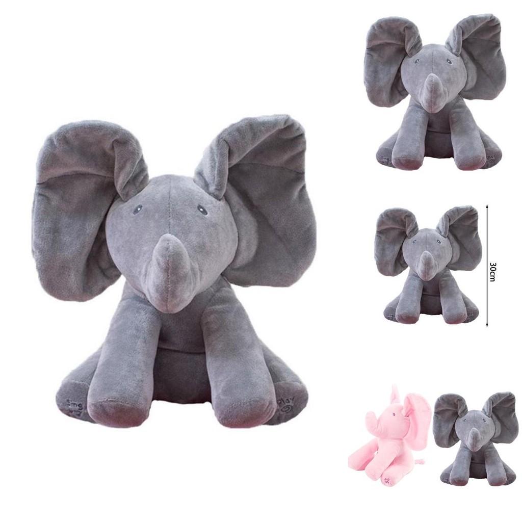 Grauer Peek-a-boo Musik-Kuscheltier-Elefant Weich Entzückend Und Perfekt Für Kleinkinder