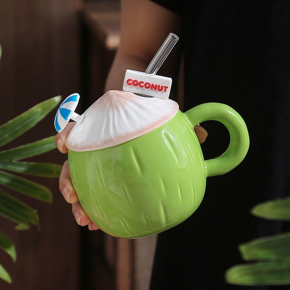 Large Capacity Creative Coffee Cups with Lid Cute Summer Drinkware  Birthday Gifts