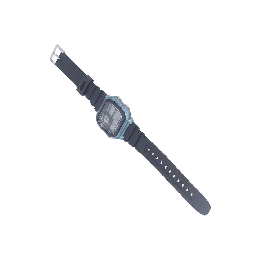 Electronic Sports Watch 12 24 Hours Waterproof Digital Wrist Watch with Luminous Alarm Timing Function Transparent Blue
