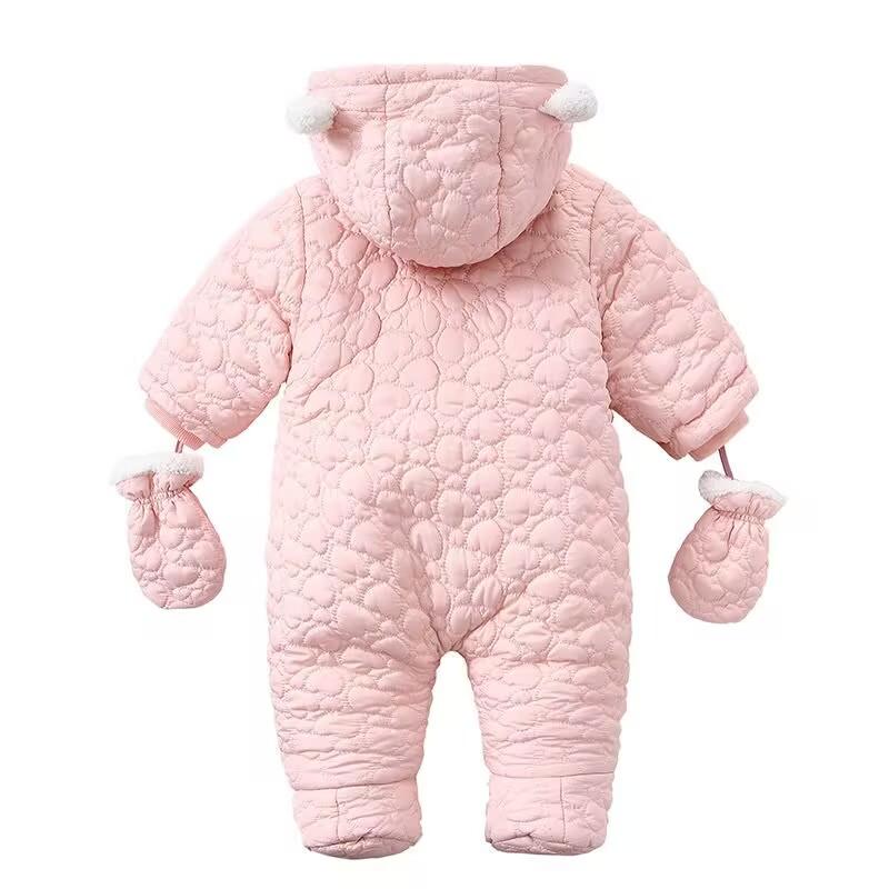 Winter Childrens Thickened Down Bodysuit Baby Clothes Warm Hooded Fleece Jumpsuit