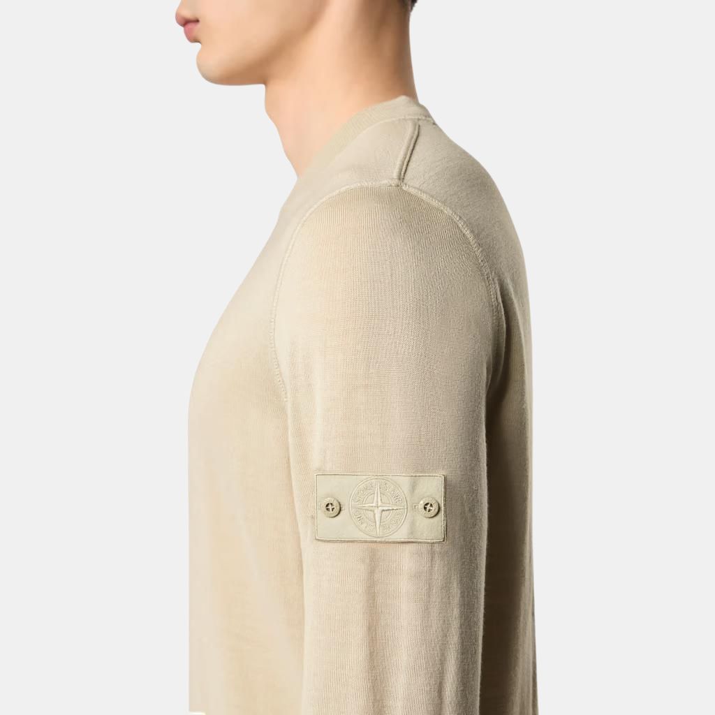 STONE ISLAND Solid Color Crew Neck Long Sleeve Sweater Men Sweater Beige K1S1551000-66S00FC-V0090