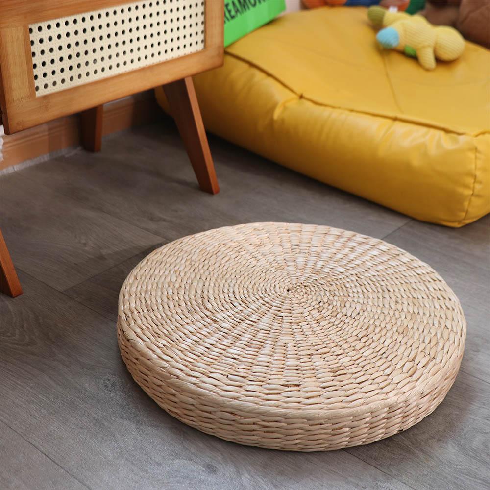 Japanese Style Natural Straw Futon Cushion Round Floor Mat Retro Tatami Cushion  Living Room