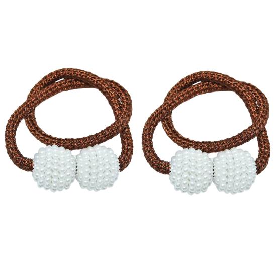 Umbra Studio 1 Pair Faux Pearl Curtain Tiebacks, Elegant Beaded Holdbacks, Woven Rope Decorative Drapery Holders for Living Room Bedroom Kitchen