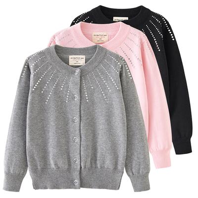 Girls Knitted Cardigan Jacket Spring and Autumn Cotton Children Knitted Cardigan