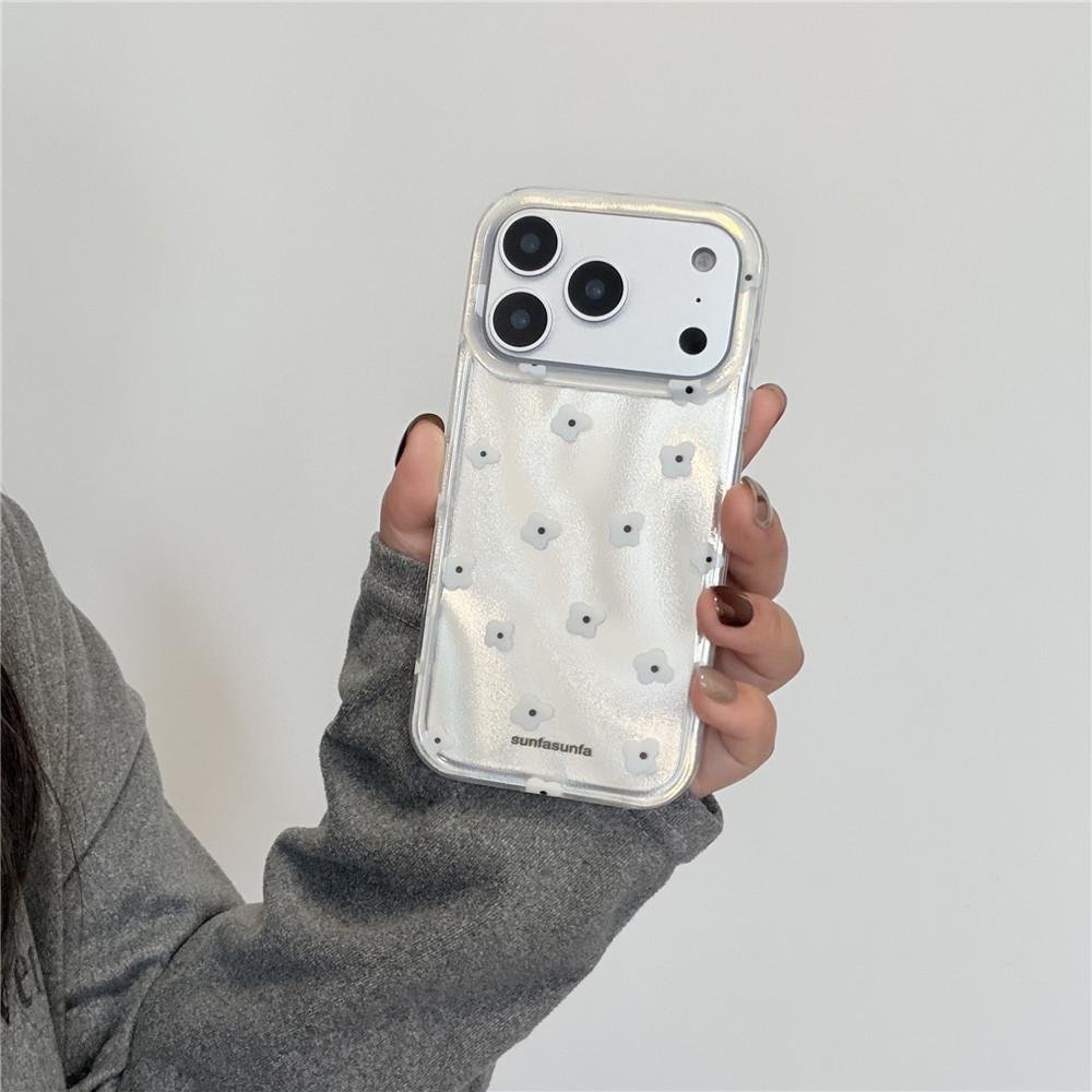 

INS Transparent Healing White Flower Phone Case for iPhone 13/14/15/17 Pro Max 14