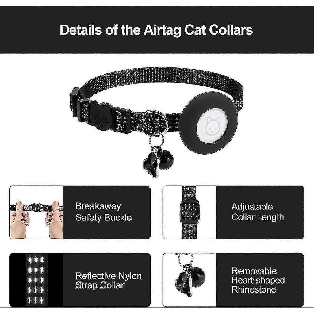 Waterproof Reflective Breakaway Cat Collar with Airtag Holder & Bell New Arrival S06