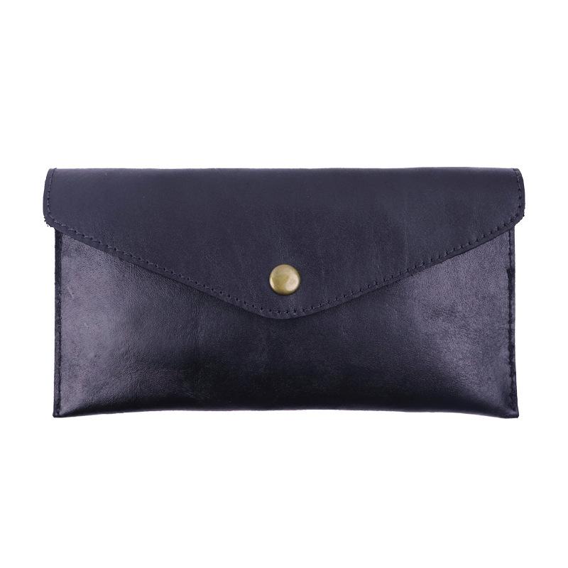 

New Top Layer Cowhide Phone Bag for Women, Simple Vegetable Tanned Leather Wallet, Cowhide Wallet, Envelope Bag for Men чёрный