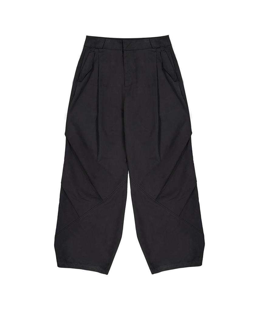 Uallong Side Drape Wide Pants - Black