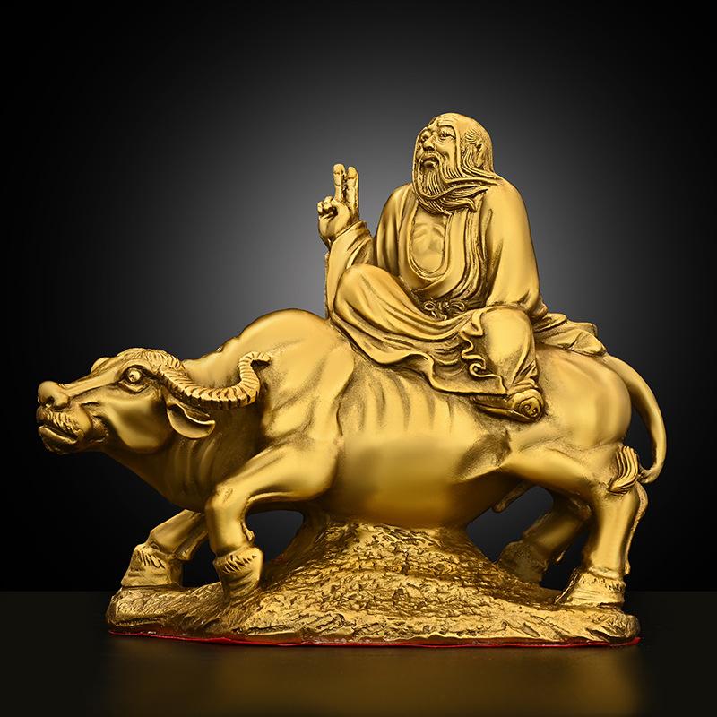 All Copper Laozi Riding A Out Of The Pass Ornament Taoist Heavenly Lord Lao Tzu Bull Bronze Statue Home Entrance Office Dec