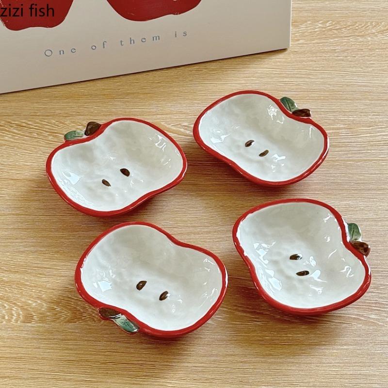 Ciotole Ceramiche Creative a Forma di Mela Ciotola da Dessert Piatto da Pranzo Ciotola da Zuppa Piatti da Frutta Ciotole per Insalata Piatto per Snack Vassoio per Dim Sum