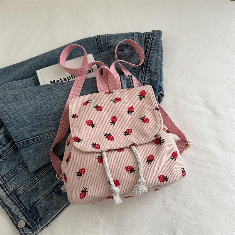 

Высококачественная школьная сумка для девочек младших классов, студентов колледжа, вельветовый оригинальный рюкзак для девочек-клубничок, универсальный рюкзак