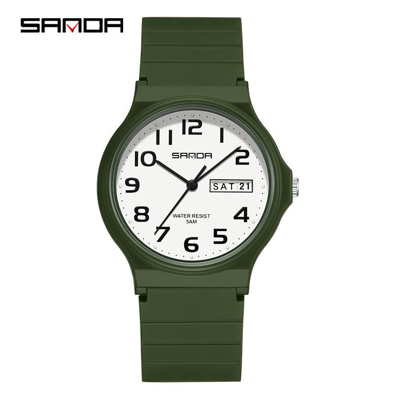 SANDA 9072 Quartz Watch Calendar Light Weight Minimalism Ladies Women Wristwatches Simple Black Waterproof Watch Clock Reloj
