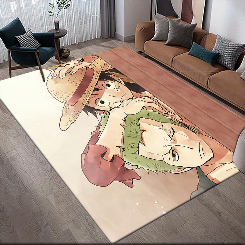 One Piece Zoro & Luffy Anti-Slip Rug, Rectangular Carpet for Bedroom, Game Room & Living Room