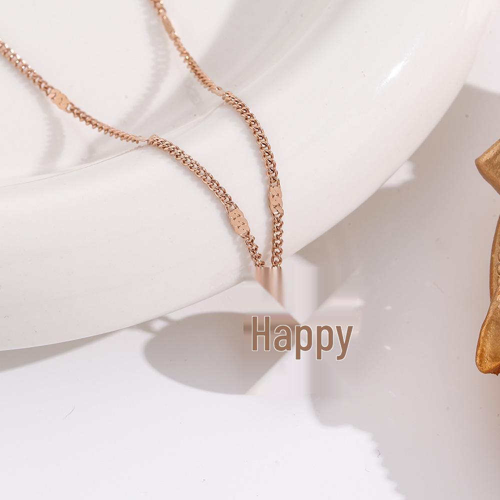 Elegant 18K Plated Titanium Steel Cross Necklace for Women - Light Luxury Clavicle Chain That Resists Fading