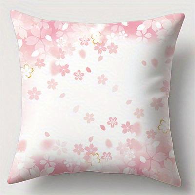 Pink Floral Patterns Double-Sided Printed Pillow Cover Short Plush Suitable Living Rooms Bedrooms Sofas Throw Cushion Cover