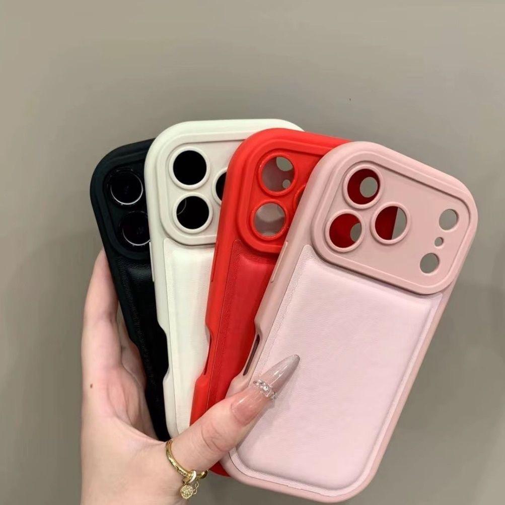 Apple 17 Pro Max Air Cushion Lederstruktur Hülle, Vollschutz vor Stürzen für iPhone 16 Pro, 15, 14 - Premium-Gefühl