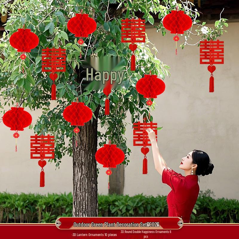Double Happiness Tree Lantern for Outdoor Wedding Decoration