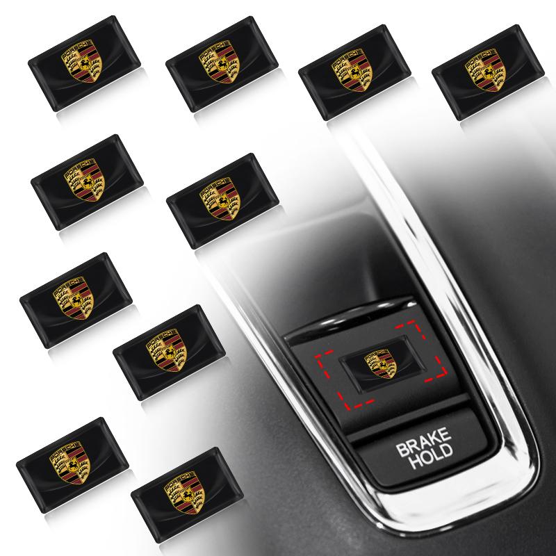2/5/10Pcs Carbon Fiber Steering Wheel Car Logo Emblem 3D Stickers For Porsche Boxster Cayenne Panamera Macan Cayman 911 918 996 917 991
