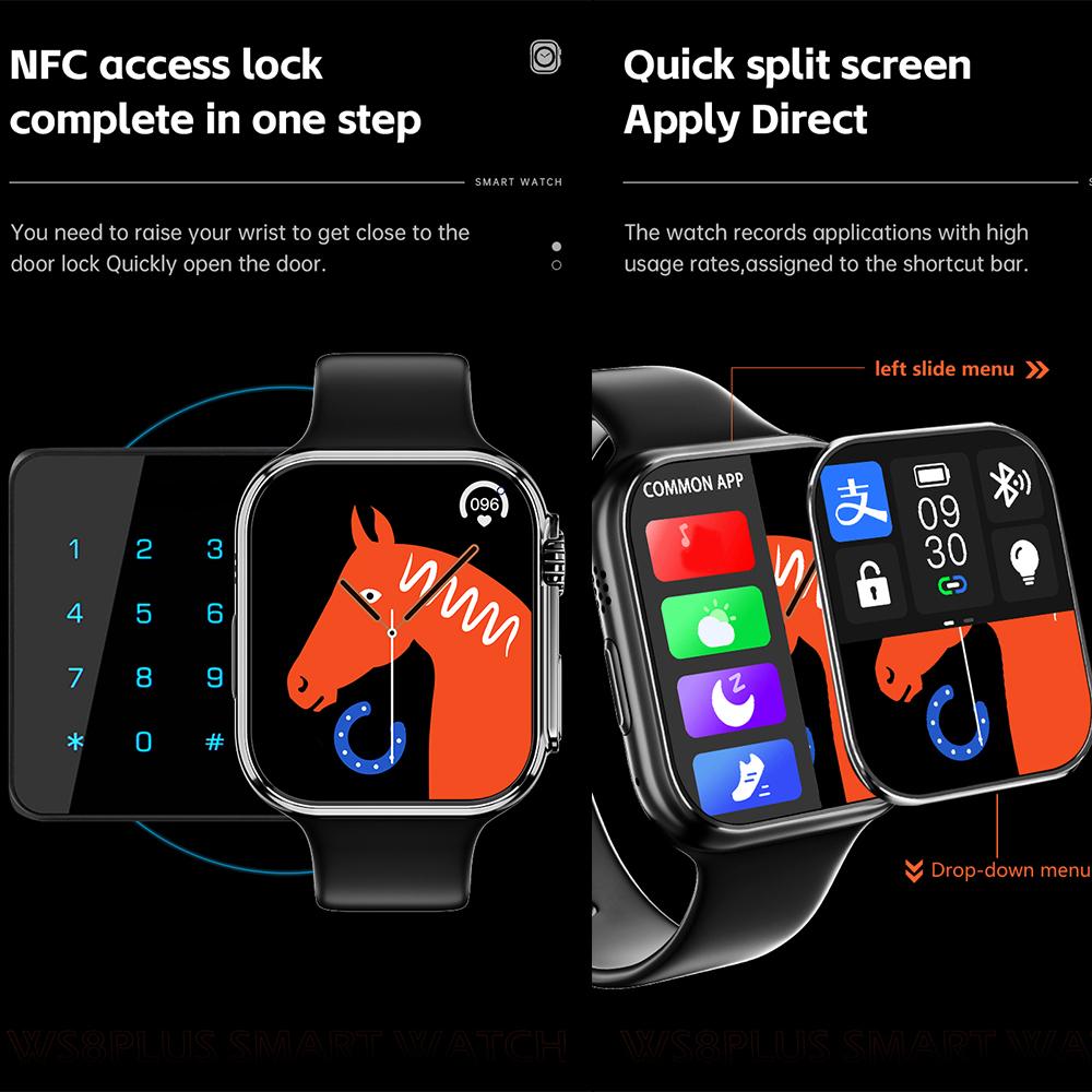 Ws8plus Iwo Watch Ultra Series 8 Men Sports Ws8 Plus Smartwatch Nfc Wireless Charger Sports Blue Tooth Call 2.0" For Ios Android