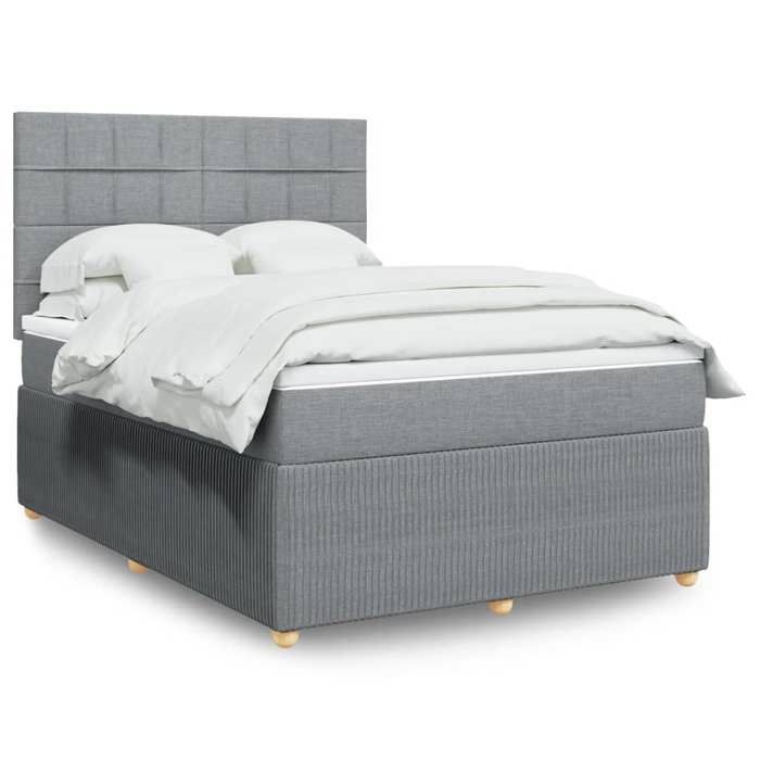 VidaXL Sommier à lattes de lit avec matelas Gris clair 140x190cm Tissu 3292051