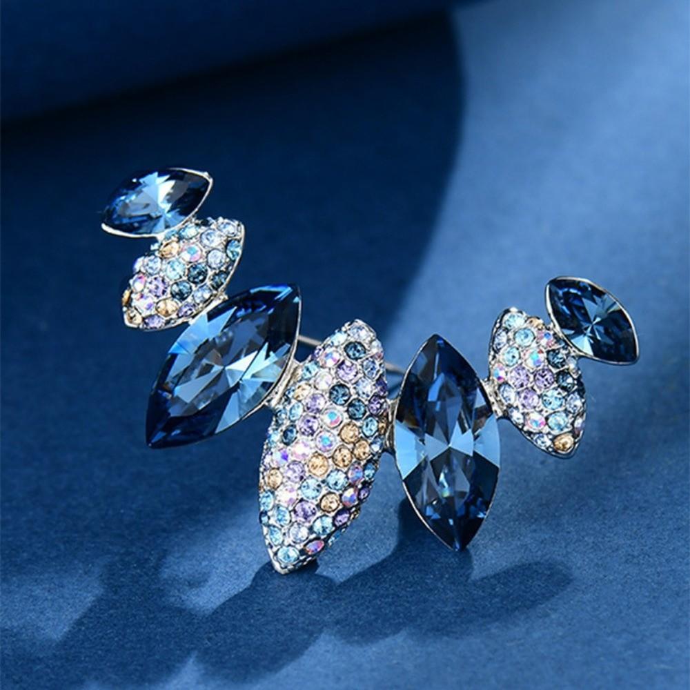 Shiny Zircon Geometric Brooches Rhinestone Lapel Pins New Leaf Brooches Gifts
