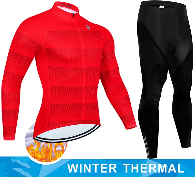 2025  Winter Thermal Fleece Cycling Jersey Set Man's Long Sleeves Cycling Kits Mountain Bike Jersey Road Bike Cycling Suit
