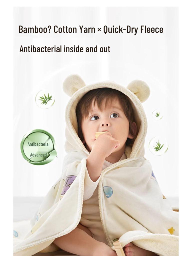 Jingqi Hooded Baby Poncho Bath Towel: Wearable, Absorbent, Newborn Bathrobe for Boys & Girls