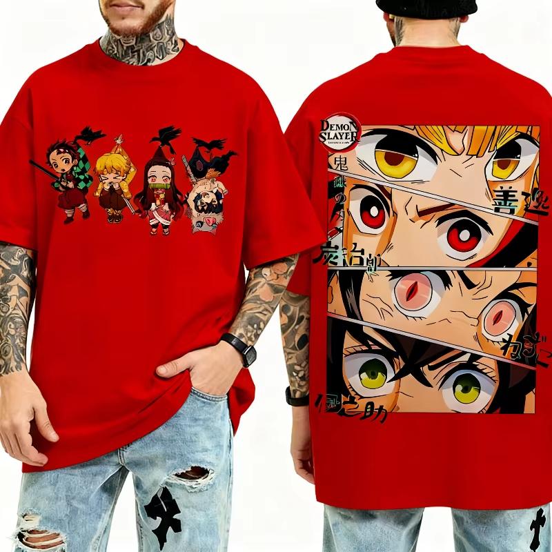 Summer Demon Slayer Anime Ninja Print T-Shirt, Loose Casual Y2K Streetwear for Daily Wear and Anime Fans T-Shirt