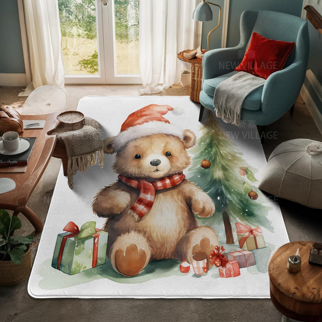 House Entrance Carpet Home Door Mat Living Room Bath Foot Bathroom Non-slip Water Absorption Rugs Bath Merry Christmas Winter