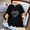 Women's Plus Size Loose Fit Mid-Length Short Sleeve Round Neck T-Shirt (200/300/350 Jin)