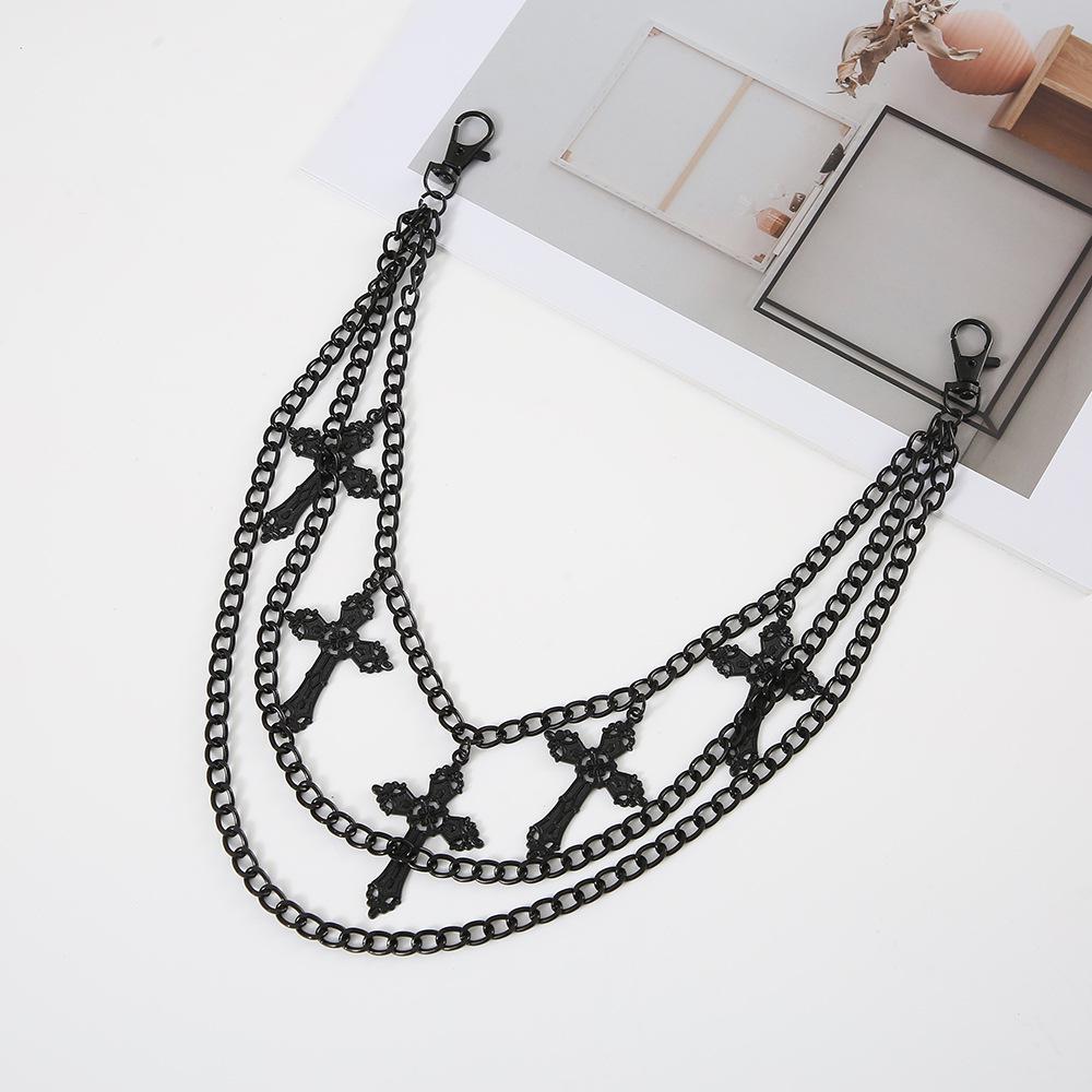 Hip Hop Punk Cross Pendant Chain: Trendy Multi-layer Street Dance Skirt & Versatile Jeans Accessory