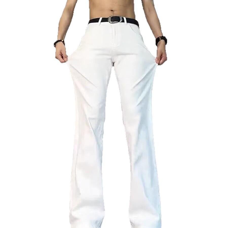White jeans men's summer thin loose straight American vibe pants casual versatile drape long pants tide