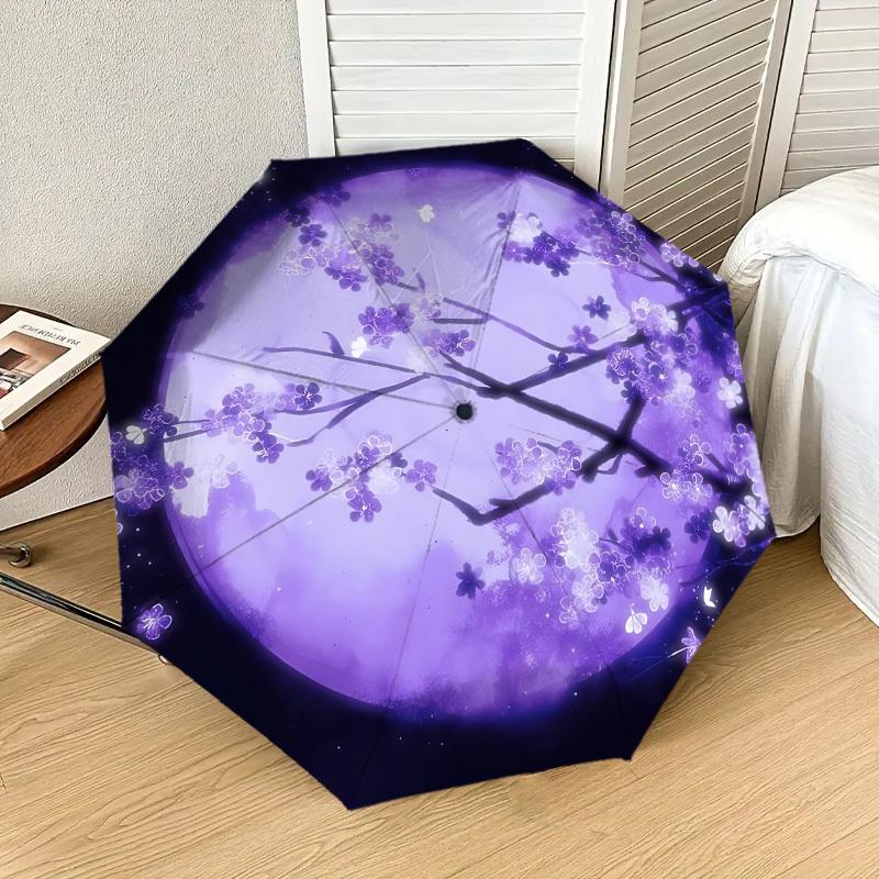 Zaczarowany Kwiatowy Parasol w Blasku Księżyca: Magiczny Towarzysz na Przygody na Świeżym Powietrzu, Automatycznie Otwiera/Zamyka, Lekki i Wytrzymały