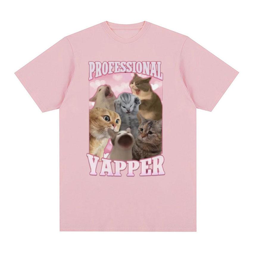 Professional Yapper Funny Tshirt Cute Screaming Cat Meme Graphic T-shirts Men Women Fashion Vintage Oversized T Shirt Streetwear