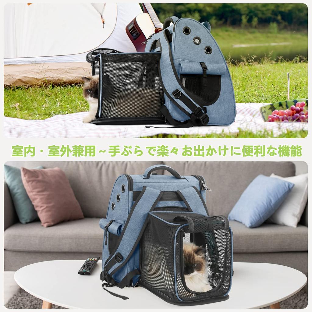 Tresbro Expandable Dog and Cat Backpack with Lockable Double Zipper and Pet Backpack for Small Hospital and Disaster Popular Cat Carry Blue [Latest