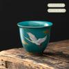 1 Pc Chinese Hand-painted Pine Crane Ceramic Tea Cup Pu'er Master Teacup Handmade Tea Bowl Household Travel Teaware Tea Set
