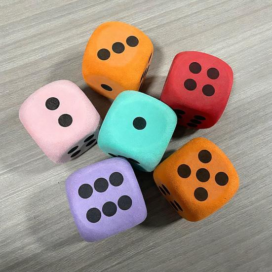 6Pcs 3.8/6/8CM Giant EVA Foam Dice Rounded Corner Six-Sided Large Dice Gaming Dice Toy Board Game Prop Game Casino Themed Party Decoration