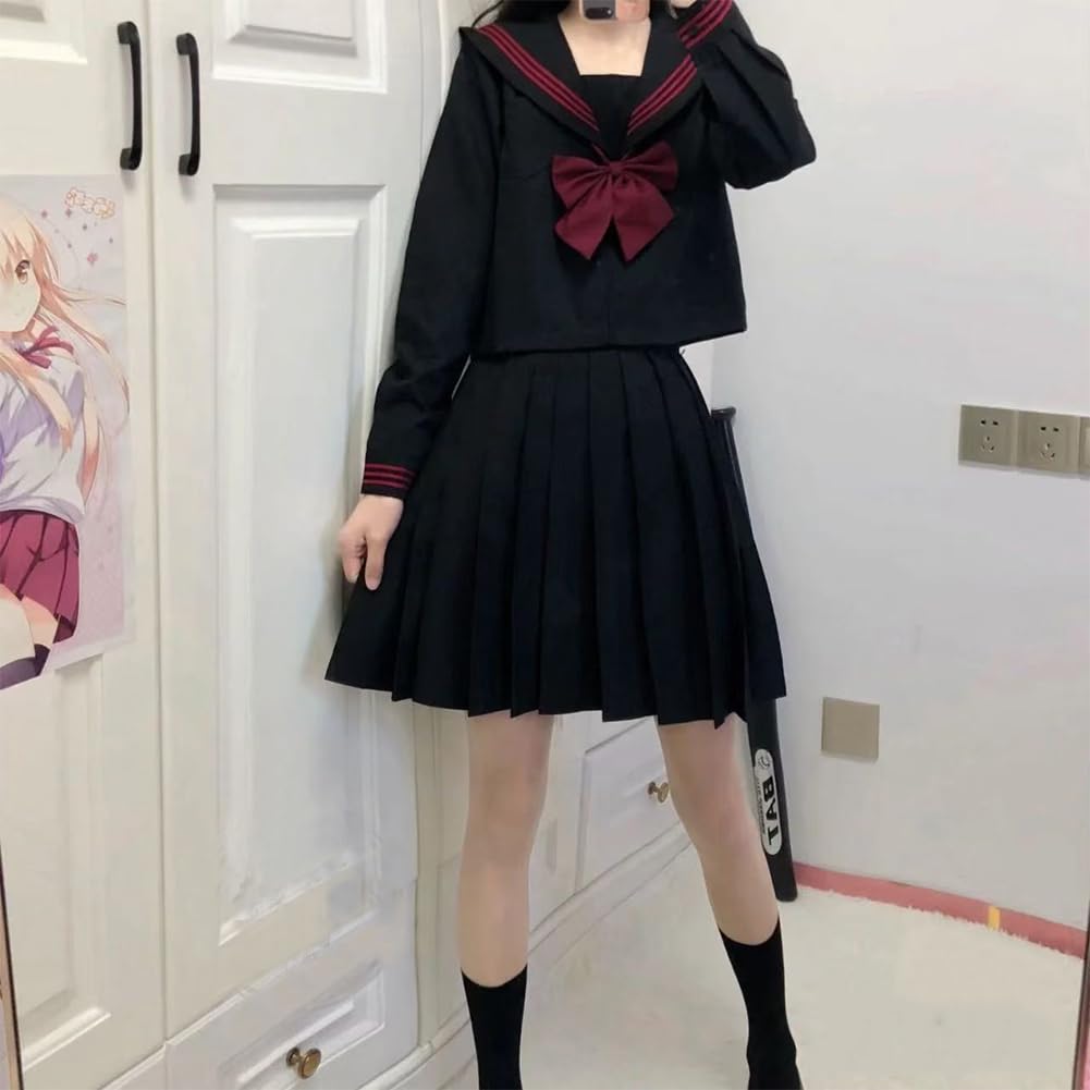 Limspace Sailor Authentic High School Girl Cosplay Long Sleeve and Short Sailor Bow JK School Pleated JK Class Kansai Academy British Junior High