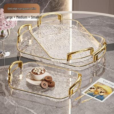 Baichengdao Gold Rim PET Plastic Serving Tray Set
