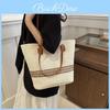 Stylish Large Capacity Tote Bag For Spring Summer 2024 Trendy Weaved Design In Cream And Khaki