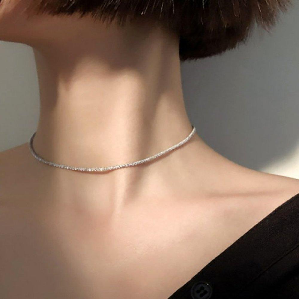 Pinkviolla / Houston Silver Simple Chain Choker Fashion Necklace