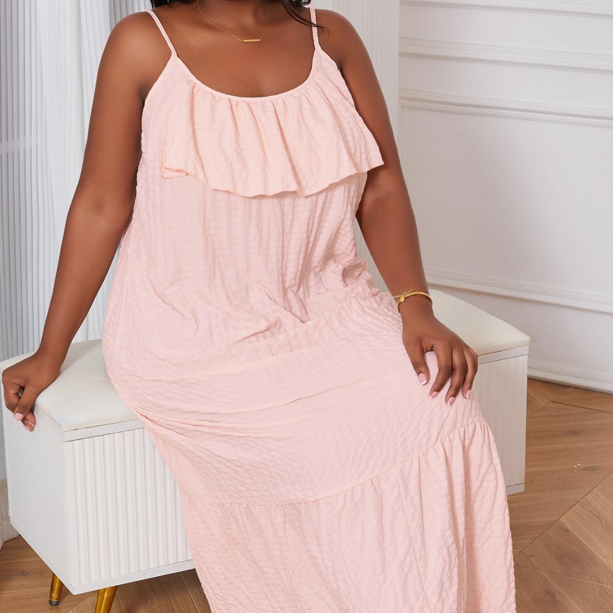 

Лето Плюс Размер XL-5XL симпатичная гофрированная однотонная женская ночная рубашка без рукавов слинг сексуальная пижама с U-образным вырезом женская ночная рубашка домашняя одежда одежда 5XL