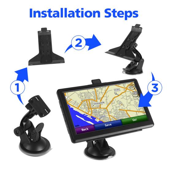 Car GPS Navigator 7-inch Touch Screen 2024 Voice Guidance Lifetime Free Updates 16GB