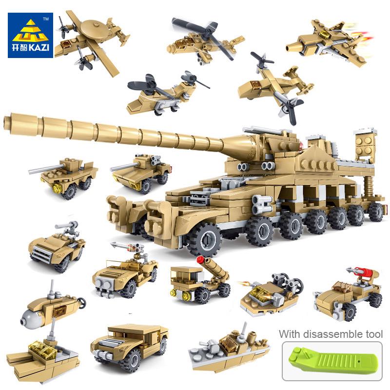 

544 шт. 16 в 1, армейские танковые строительные блоки, кирпичи, военное совместимое оружие