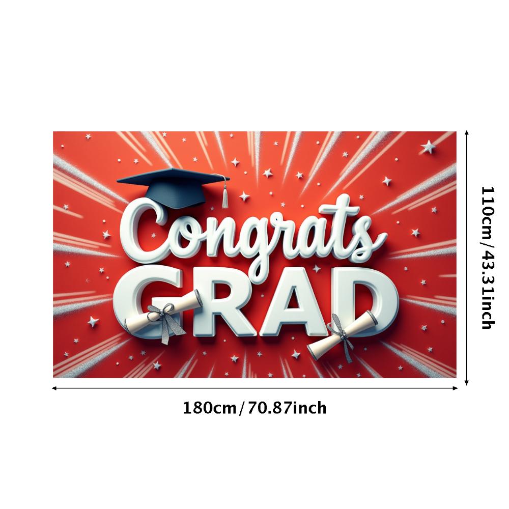Grad Party Banner Sparkle Accents Party Backdrop Event Decoration Decorative Design Graduation Cap Banner For Indoor Decoration