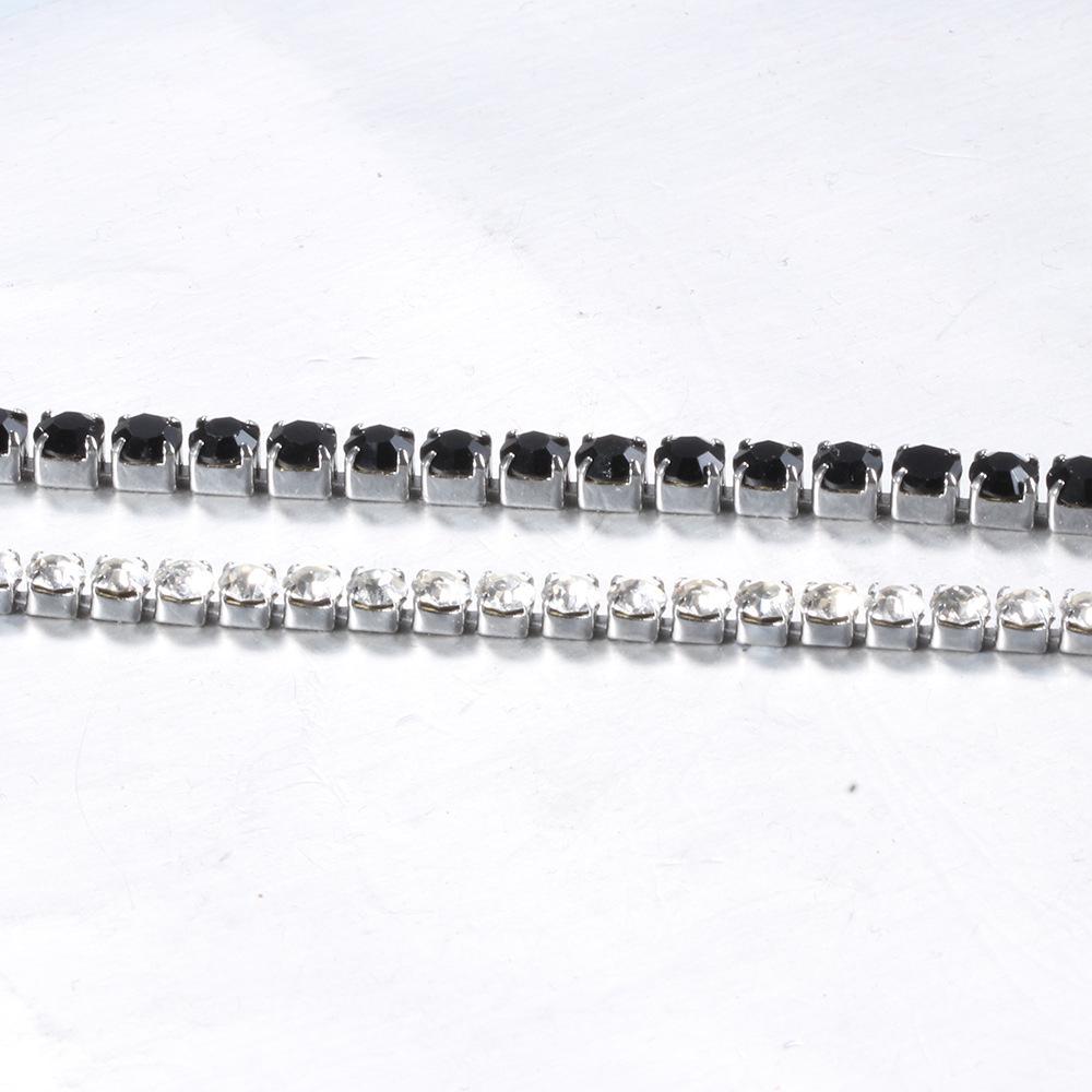 Adjustable Titanium Double Buckle Zircon Bracelet – Stainless Steel Simple Tennis Chain Fashion Accessory
