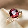 Luxury Adjustable Oval Red Tourmaline Gem Ring for Women